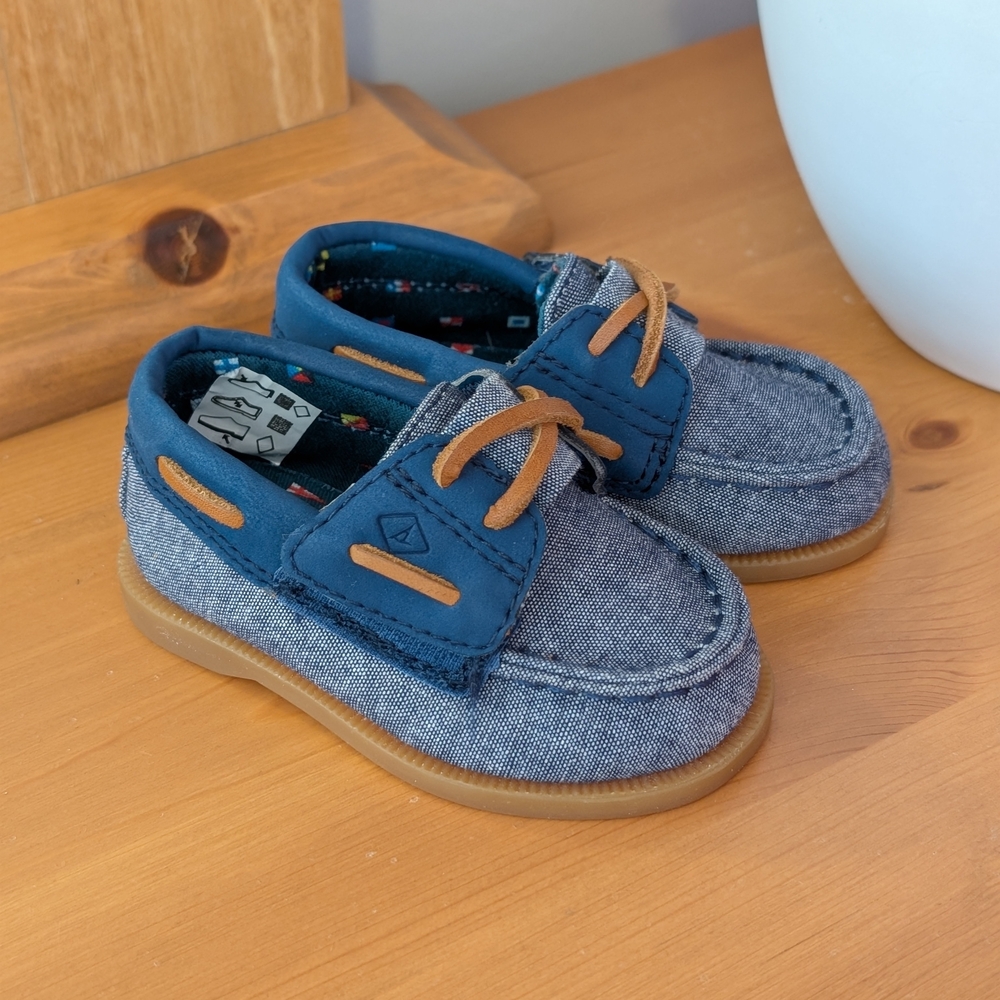 Sperry Navy and Tan Baby Walkers